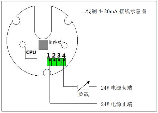 遠(yuǎn)傳橢圓齒輪流量計(jì)二線制接線圖